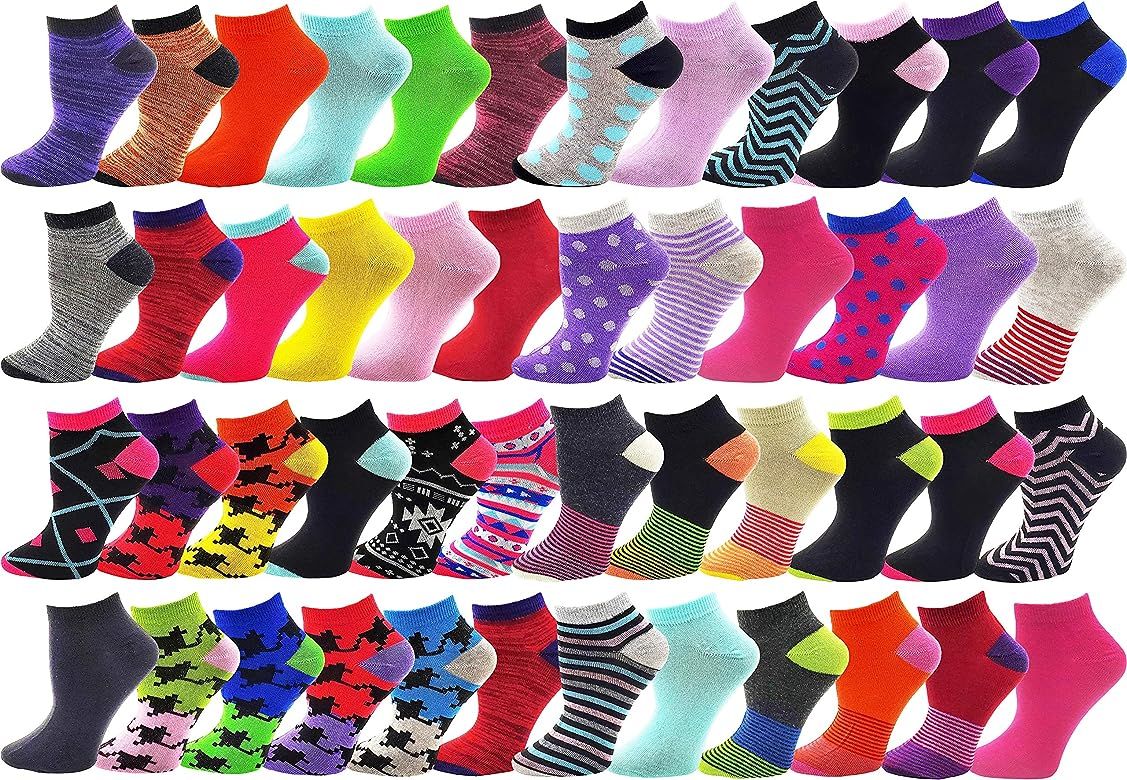 48 Pairs Womens Low Cut Ankle Socks, Comfortable Lightweight Breathable Athletic Bulk Pack Wholes... | Amazon (US)