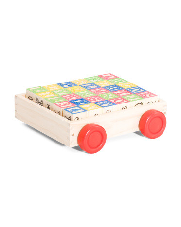 30pc Abc Blocks Set With Wagon | TJ Maxx