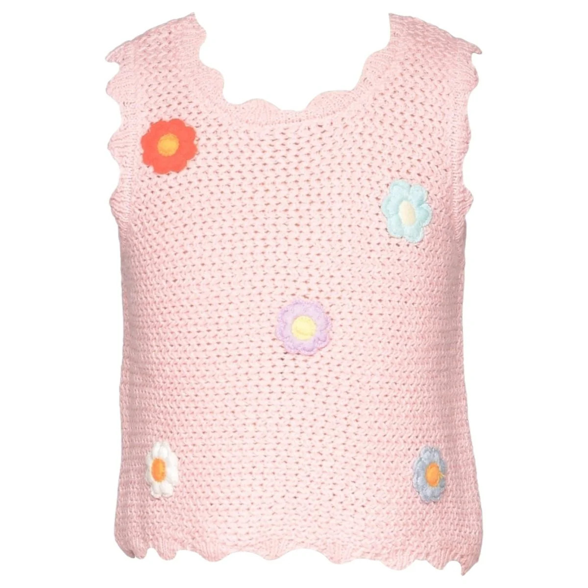 FLOWER TRIM CROCHET TANK TOP 6X / PINK | Mini Dreamers 