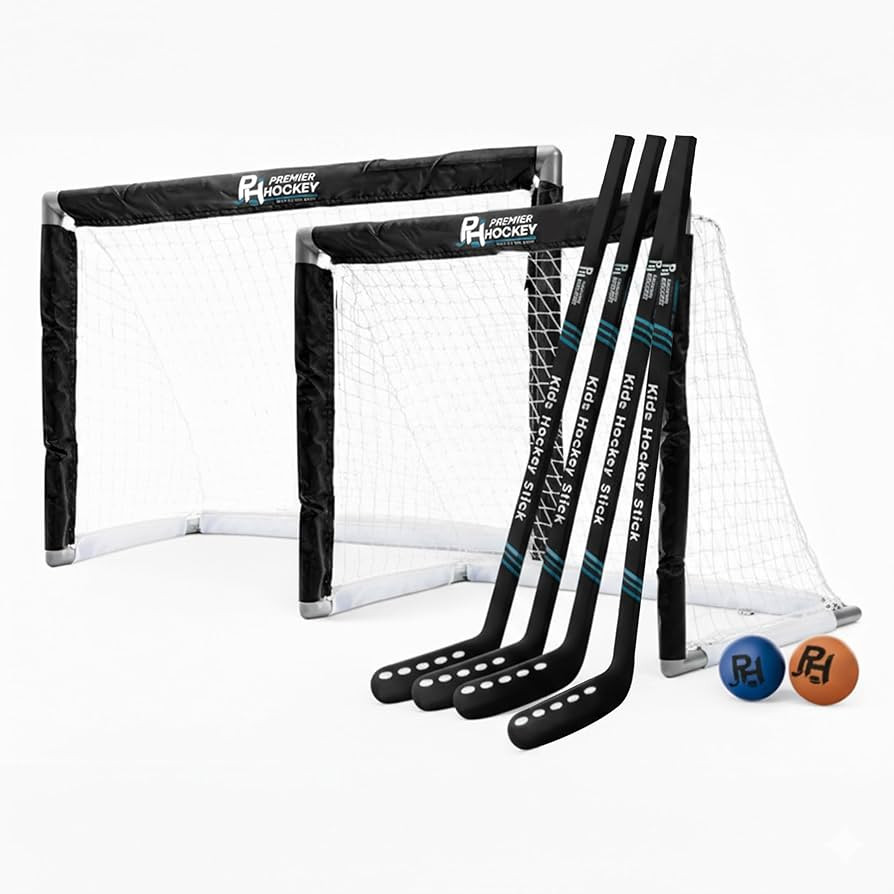 Premier Sports Kids Hockey Set \u2013 (4) Sticks, (2) Mini Goals, (1) Foam & (1) Standard Balls \... | Amazon (US)
