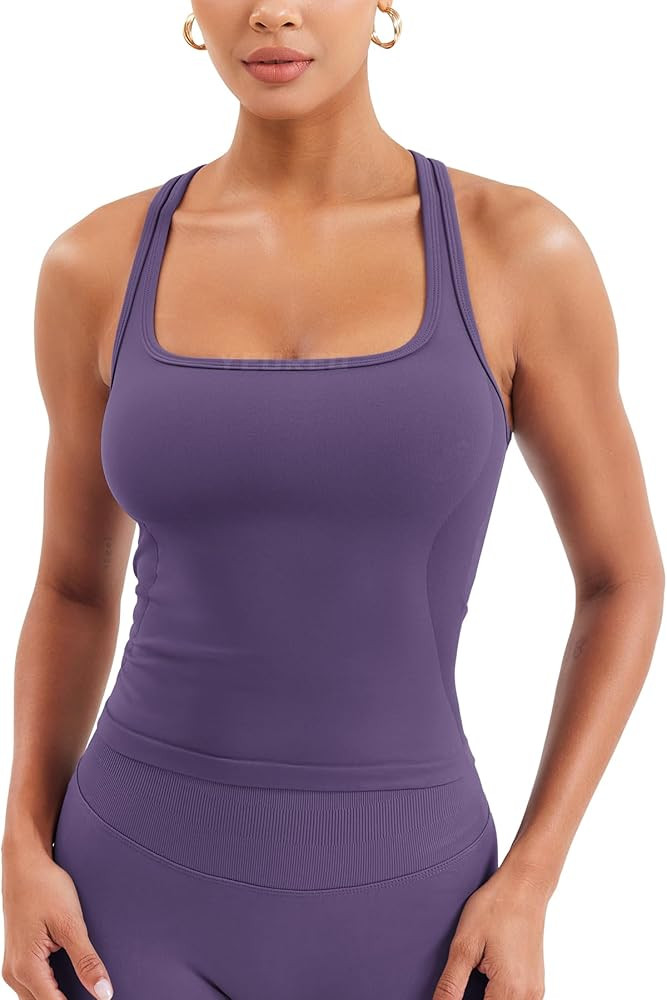 YEOREO Esteile Workout Tank Tops for Women Square Neck Sleeveless Camisole Tops Seamless Racerbac... | Amazon (US)