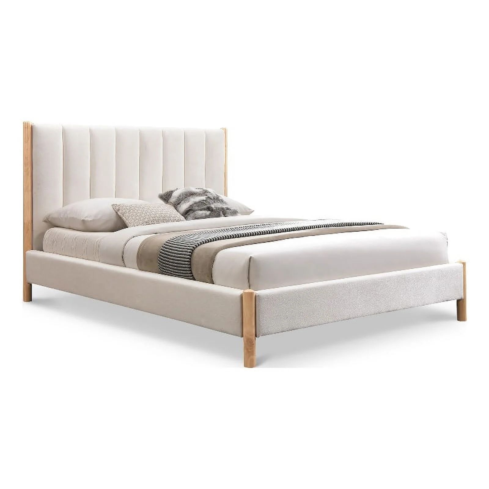 Meridian Furniture Kona Cream Fabric Queen Bed - Walmart.com | Walmart (US)