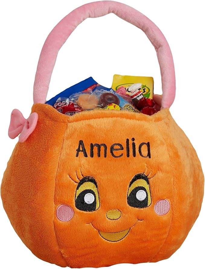Personalization Universe Personalized Miss Pumpkin Embroidered Plush Trick or Treat Bag for Hallo... | Amazon (US)