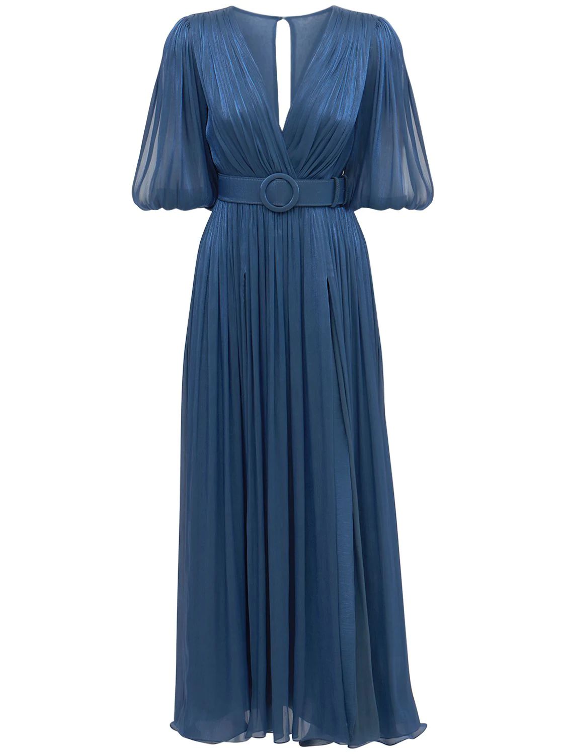 Costarellos - Brennie lurex georgette midi dress - Blue | Luisaviaroma | Luisaviaroma