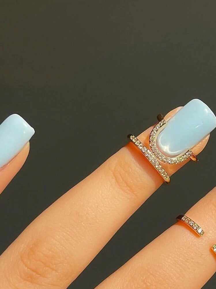 1pc Armor Shaped Alloy Ring With Water Drop Rhinestone Inlay For Women, European And American Sty... | SHEIN