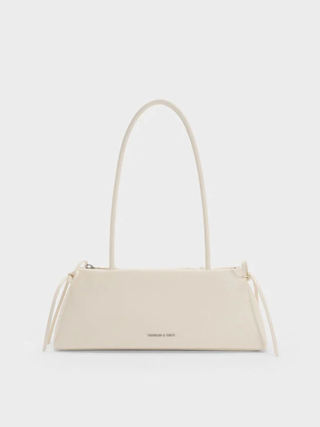Cream Hazel Bow Elongated Shoulder Bag | CHARLES & KEITH UK | Charles & Keith UK