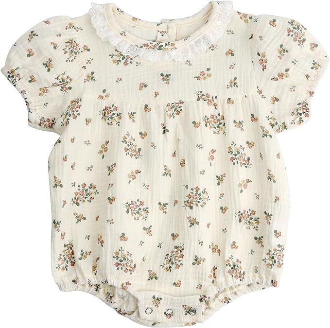 HOOLCHEAN Baby Girls Summer Cotton Gauze Floral Bodysuits | Amazon (US)