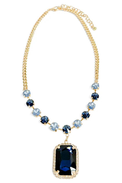 TWT® Laine Navy and Gold Pendant Stone Link Necklace | The Willow Tree