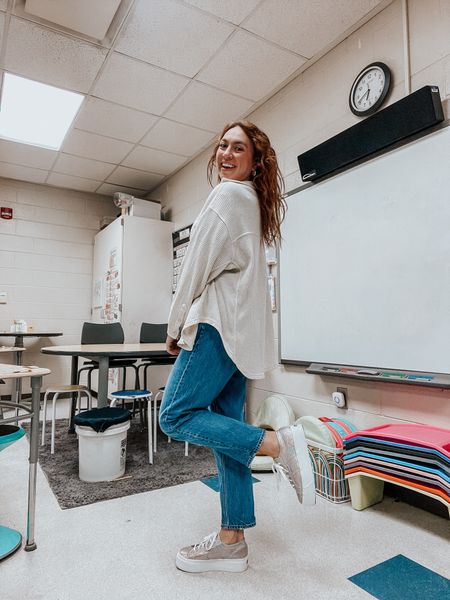 Teacher outfit, teacher style, teacher fashion, comfortable work outfit, casual work outfit, casual spring outfit, spring shoes, rainbow sneakers

#LTKfindsunder100 #LTKfindsunder50 #LTKSeasonal