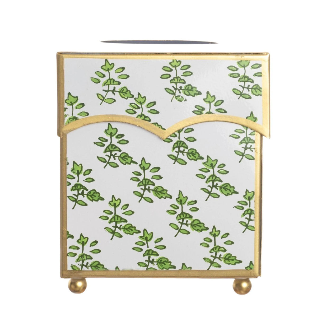Floral Scalloped Tissue Box Cover in Green | The Well Appointed House, LLC