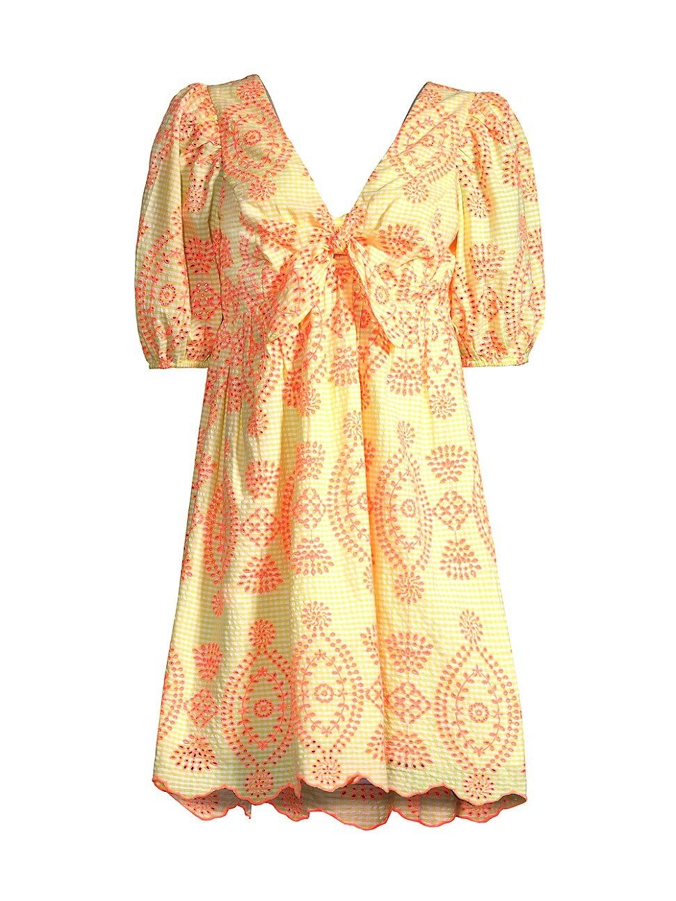 Women's Sarafina Gingham Eyelet Dress - Calla Yellow Gingham - Size 0 - Calla Yellow Gingham - Size  | Saks Fifth Avenue