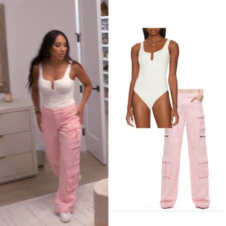 Melissa Gorga’s Pink Cargo Pants and White Bodysuit