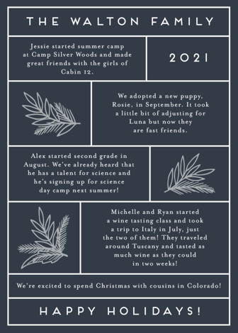 "Simple Family Letter" - Customizable Holiday Cards in Blue by Katharine Watson. | Minted