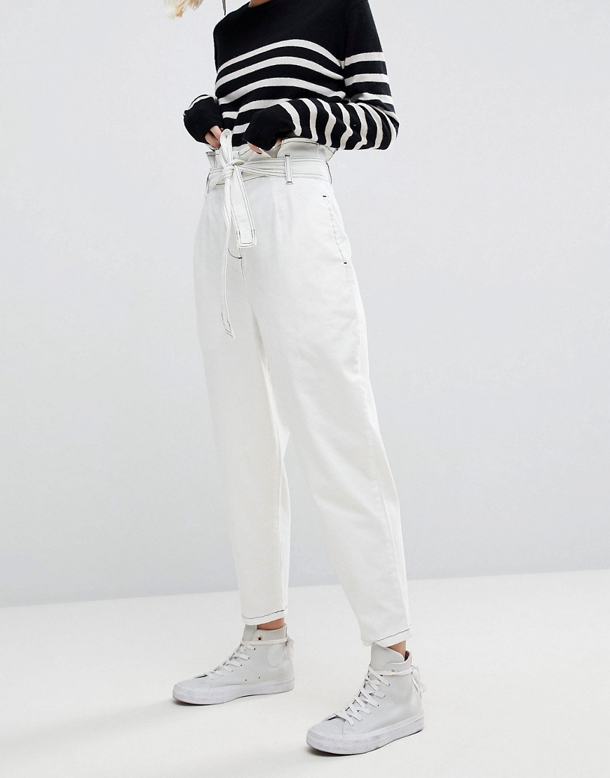 ASOS WHITE Paper Bag Jean in White - White | ASOS US