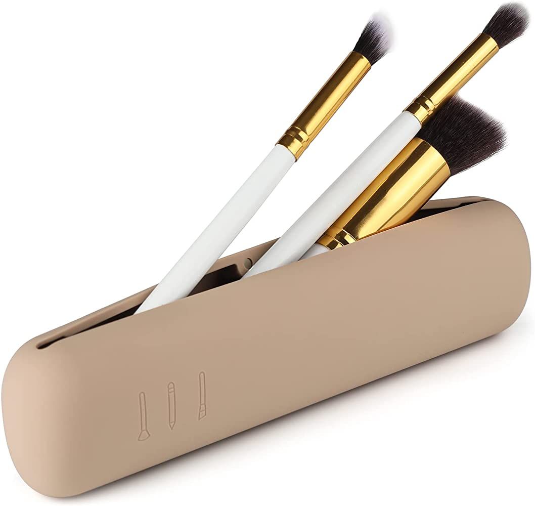 CORNERIA Travel Makeup Brush Case with Magnets lock, Portable Makeup Brush Cosmetic Holder, Soft ... | Amazon (US)