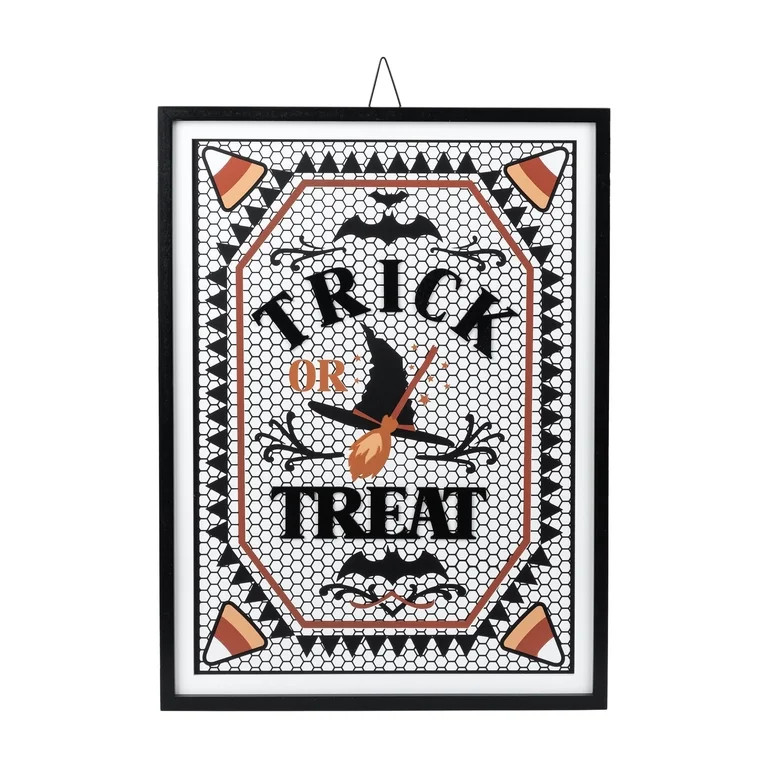Trick or Treat Framed Wall Art, Multicolor, 14.8" x 20", Halloween by Way To Celebrate | Walmart (US)