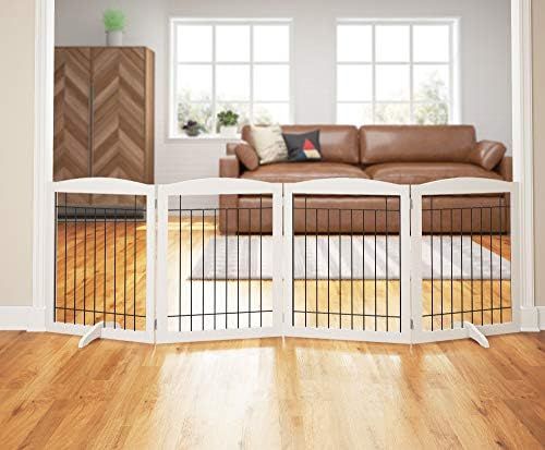 PAWLAND 96-inch Extra Wide Dog gate for The House, Doorway, Stairs, Freestanding Foldable Wire Pe... | Amazon (US)
