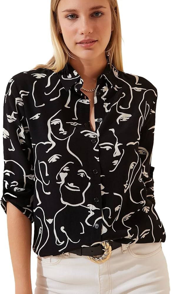 Blouses for Women Fashion, Casual Long Sleeve Button Down Shirts Tops, XS-3XL | Amazon (US)