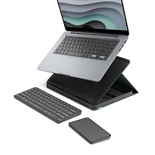 Logitech Casa Pop Up Desk Kit with Laptop Stand, Wireless Keyboard & Touchpad, Bluetooth, USB C Charging, for Laptop/MacBook (10” to 17”) - Windows, macOS, ChromeOS - Classic Chic, Green / Black | Amazon (US)