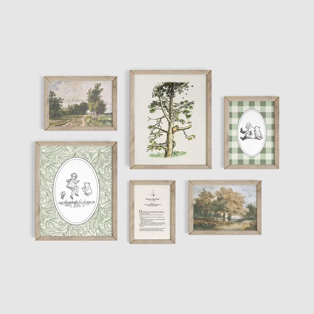 Winnie the Pooh Gallery Art Set, Nursery Prints, A.A. Milne, Childrens Gift, Woodland Nursery Kid... | Etsy (US)