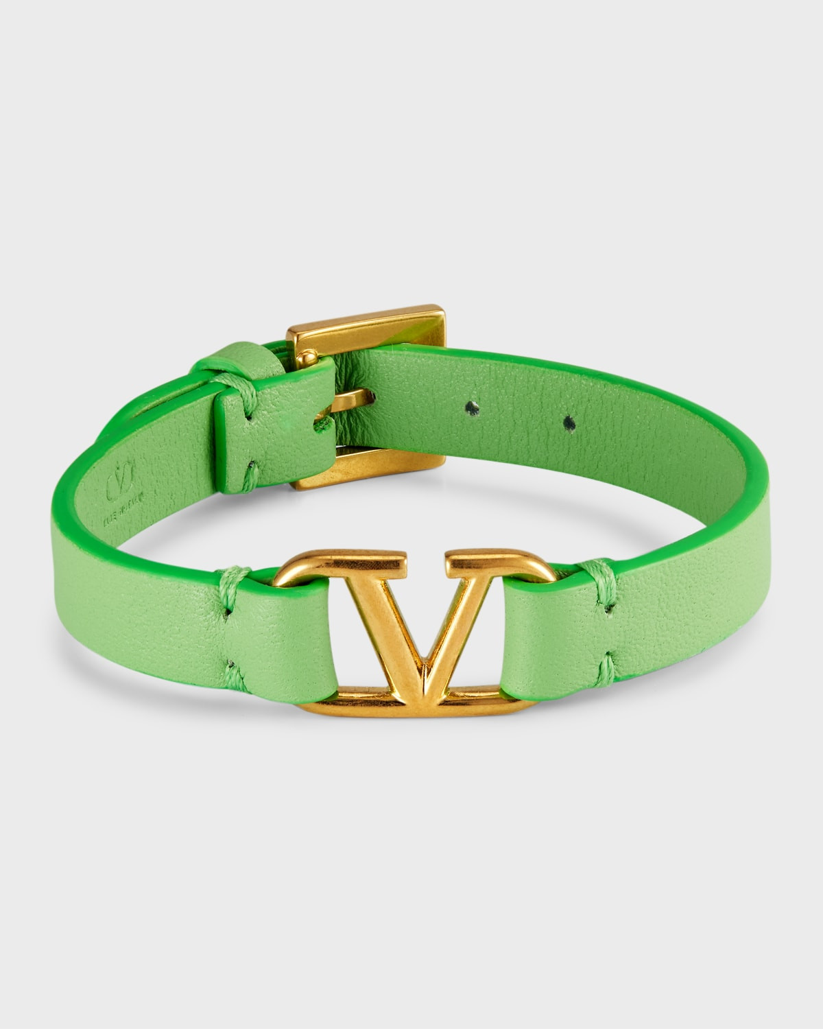 Leather V Logo Bracelet, Mint | Neiman Marcus