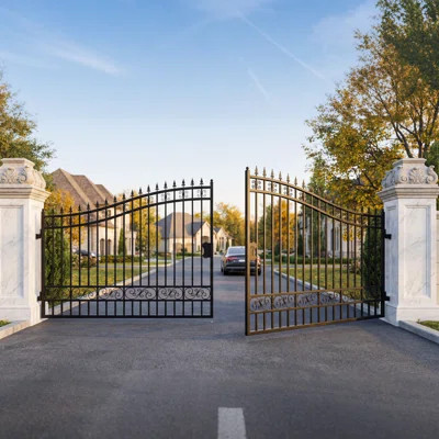 Steel Dual Swing Driveway Gate | Wayfair North America