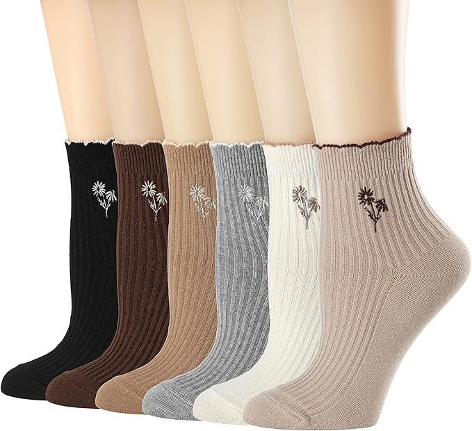 Mcool Mary Womens Socks, Ruffle Turn-Cuff Casual Ankle Breathable Cool Knit Cotton Lettuce Crew F... | Amazon (US)