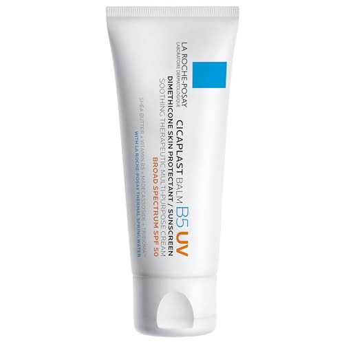 La Roche-Posay Cicaplast Balm B5 UV SPF 50, Vitamin B5 + Shea Butter + Tribioma + Madecassoside + Zinc Oxide Sunscreen, Post Treatment Skin Protectant With SPF, Multi-Purpose Cream For Dry Skin | Amazon (US)