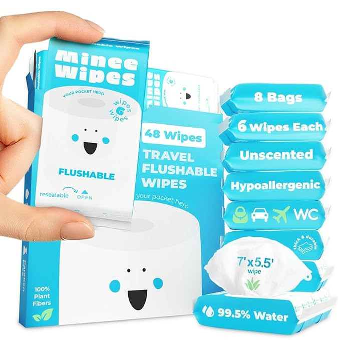 Impossibly Compact Travel Flushable Wipes - 99.5% Water and Aloe - Safe for Sensitive Skin, Hypoa... | Amazon (US)
