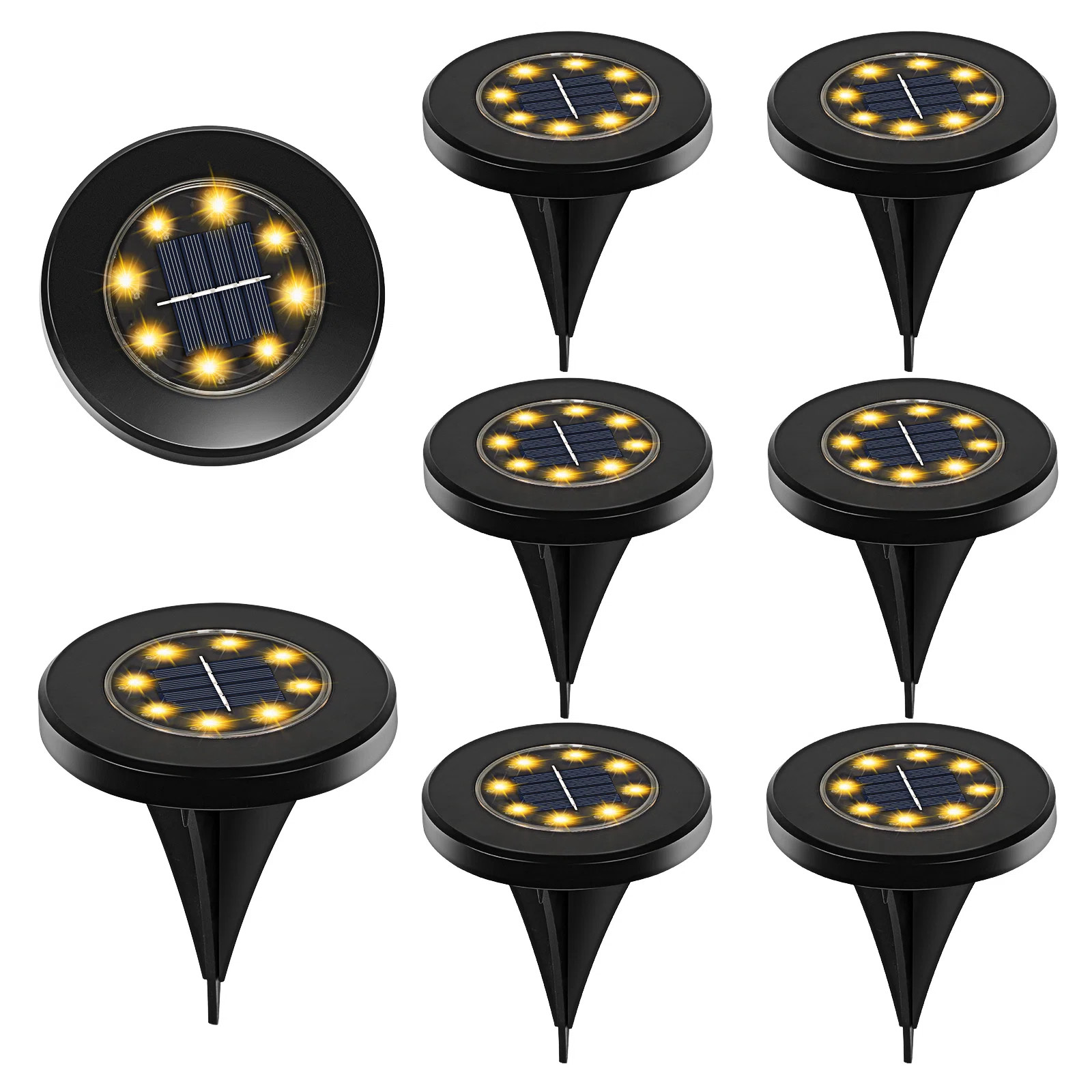Paradise By NEX Satin Solar Powered Integrated LED Metal Pathway Light Kit (Set of 8) | Wayfair North America