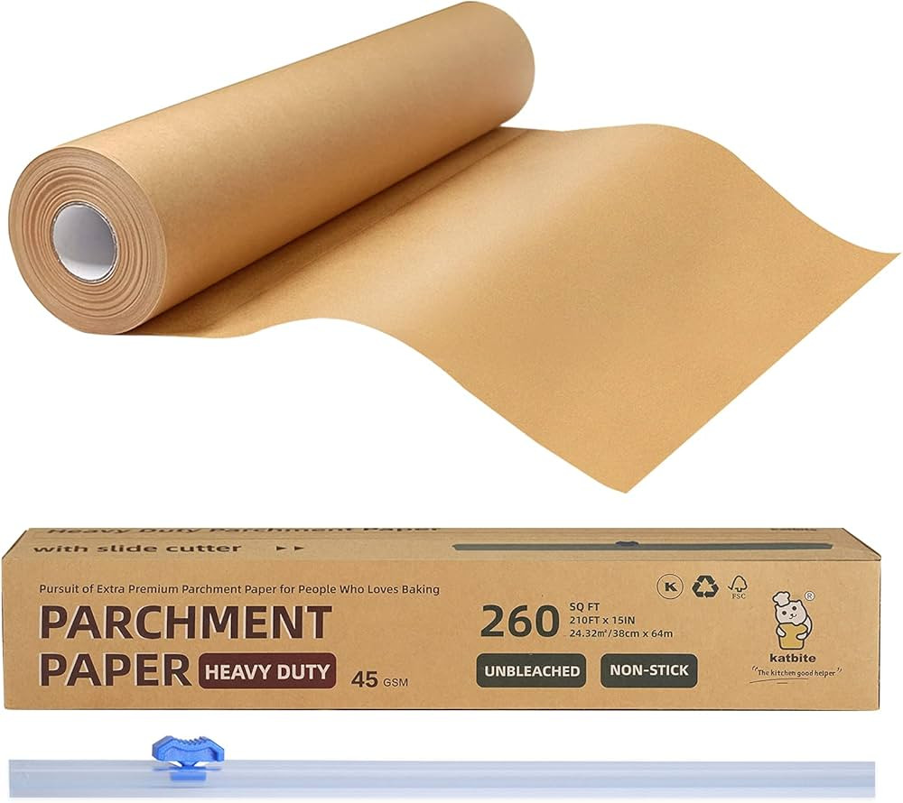 Katbite Unbleached Parchment Paper for Baking, 15 in x 210 ft, 260 Sq.Ft, Heavy Duty Baking Paper... | Amazon (US)