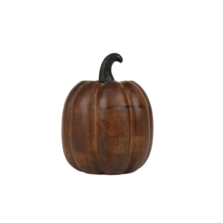 Halloween 8 inch Walnut Wooden Pumpkin Decoration by Way to Celebrate | Walmart (US)