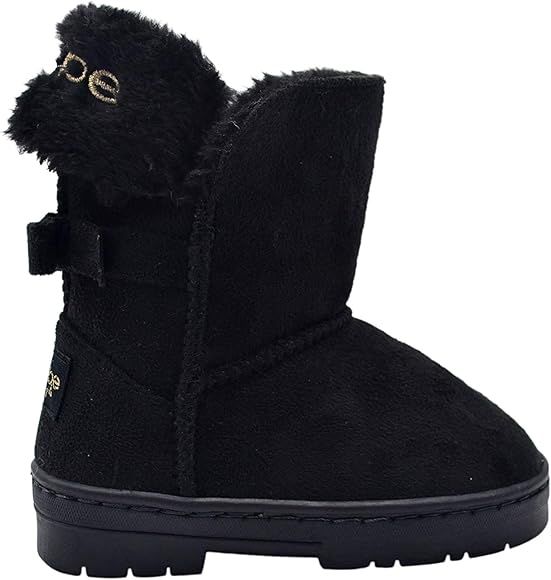 bebe Toddler Girls Little Kid Mid Calf Easy Pull-On Microsuede Winter Boots Embellished with Faux... | Amazon (US)