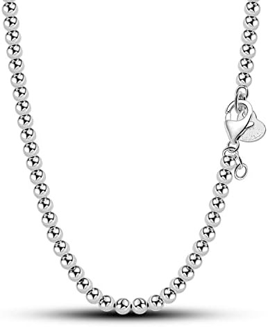 Fashion Men Solid 925 Sterling Silver Bead Necklace Women 4MM 6MM Round Prayer Beads Link Chain 1... | Amazon (CA)
