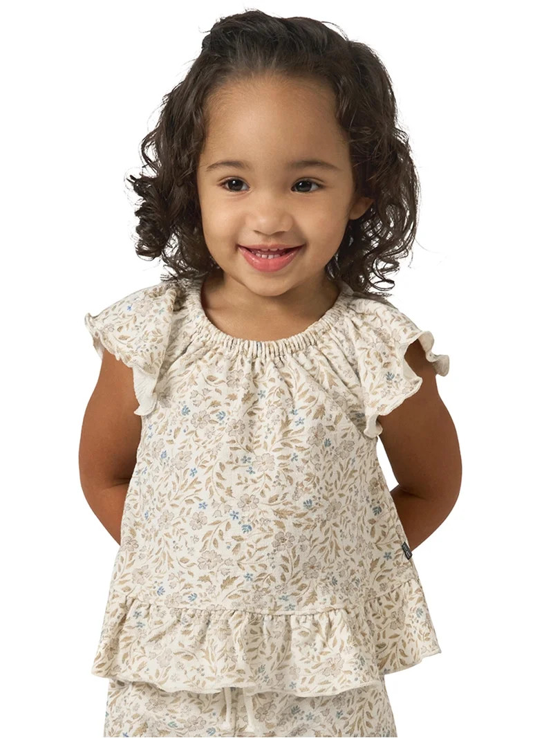 Modern Moments by Gerber Baby and Toddler Girl Organic Peplum Flutter Sleeve Top, Sizes 0/3 Month... | Walmart (US)