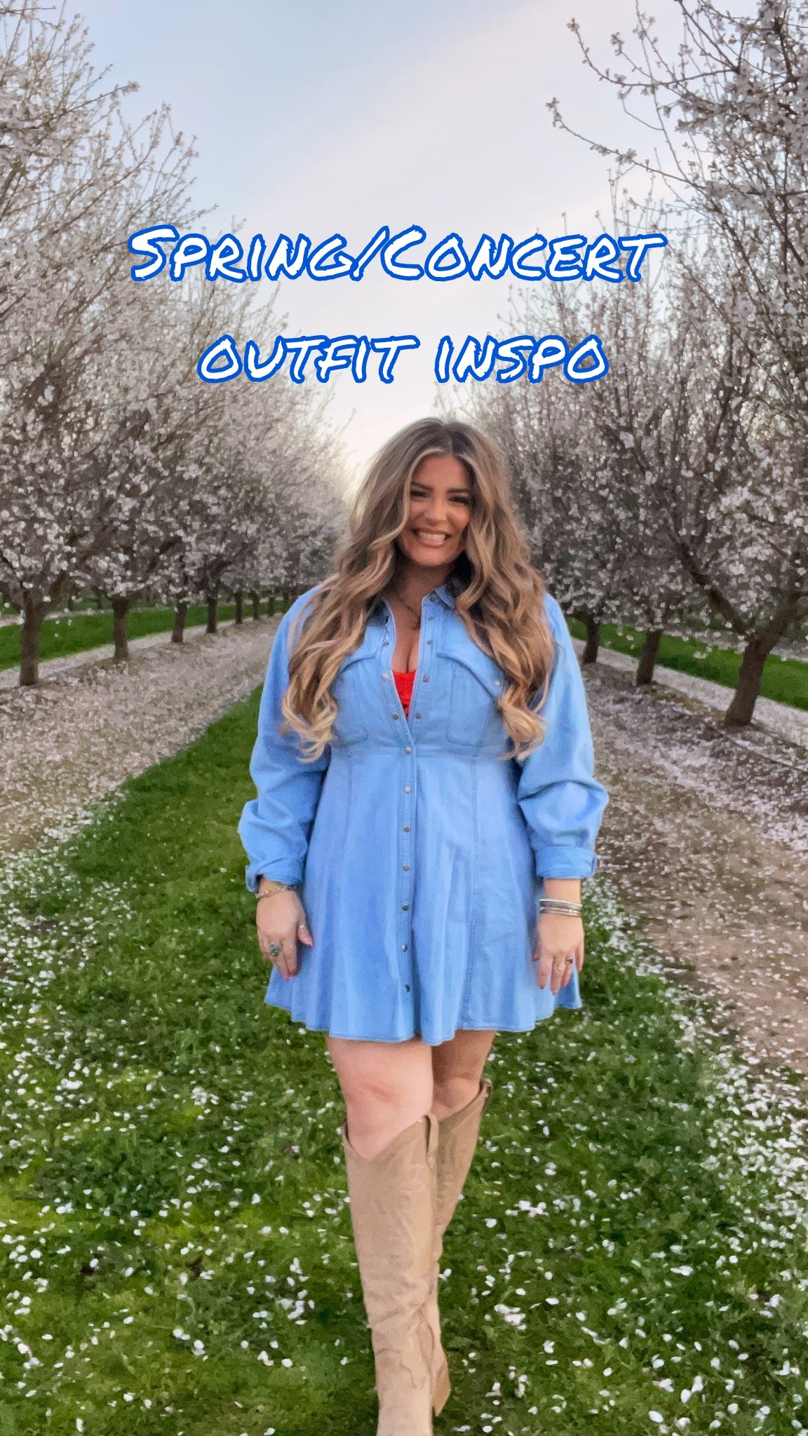 Boots on. Blossoms out.
Choosing Texas energy only 🤠🌸✨
Free people dress, linked similiar. 
Target boots , SHEIN necklace, tymo hair tool for my curls 🫶🏻
#WesternVibes #FamilyPhotos #SpringStyle #MomConfidence #AlmondOrchard
@Target

#LTKootd #LTKSaleAlert #LTKMidsize