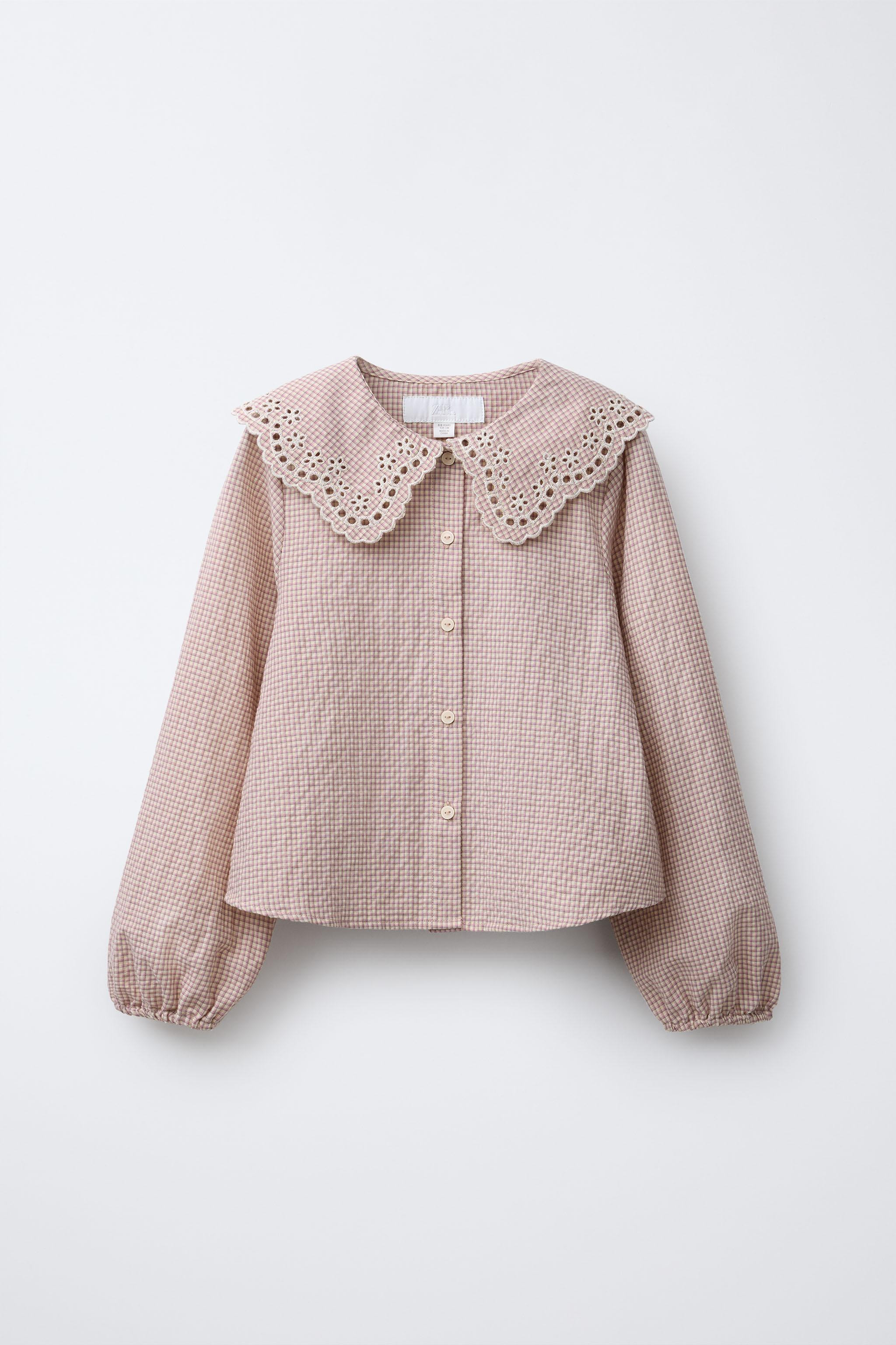 EMBROIDERED PETER PAN COLLAR SHIRT | Zara US