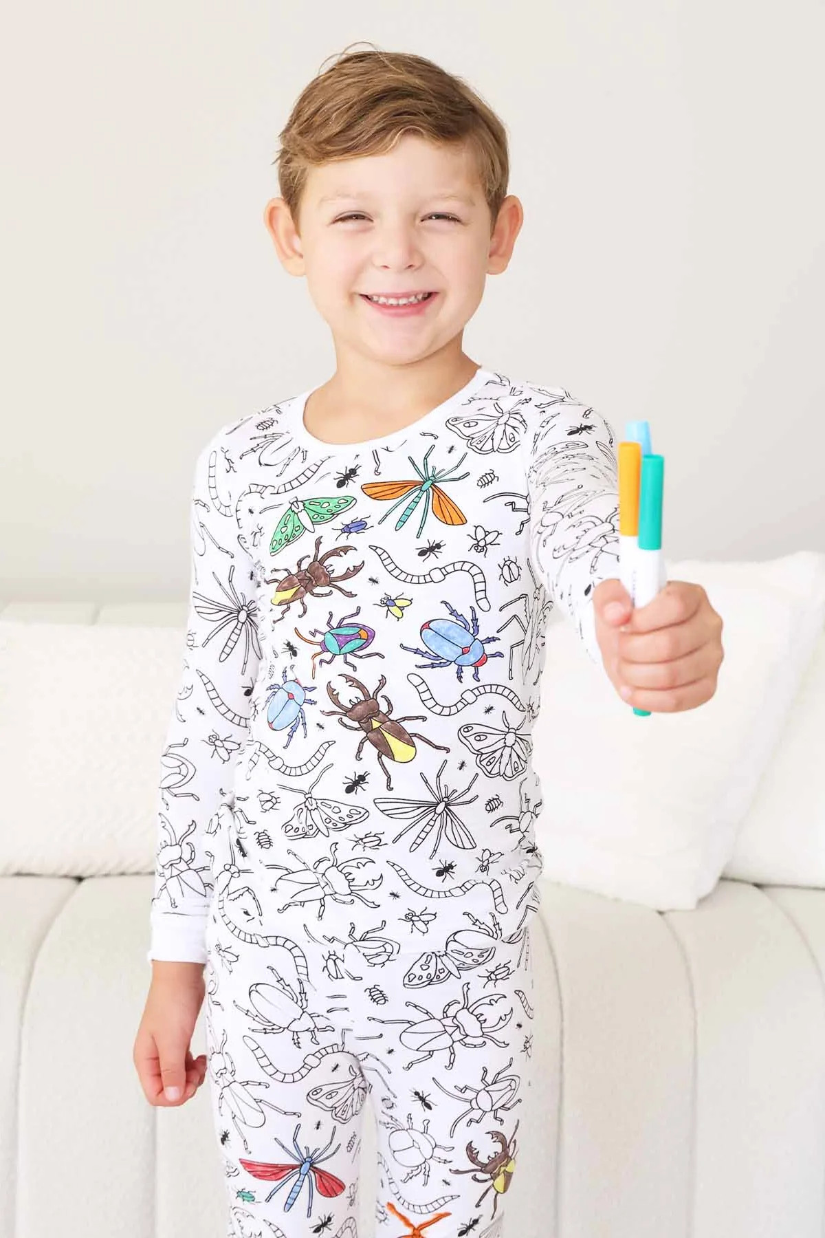 Colorable Two Piece Pajama Set | Doodle Bugs | Caden Lane