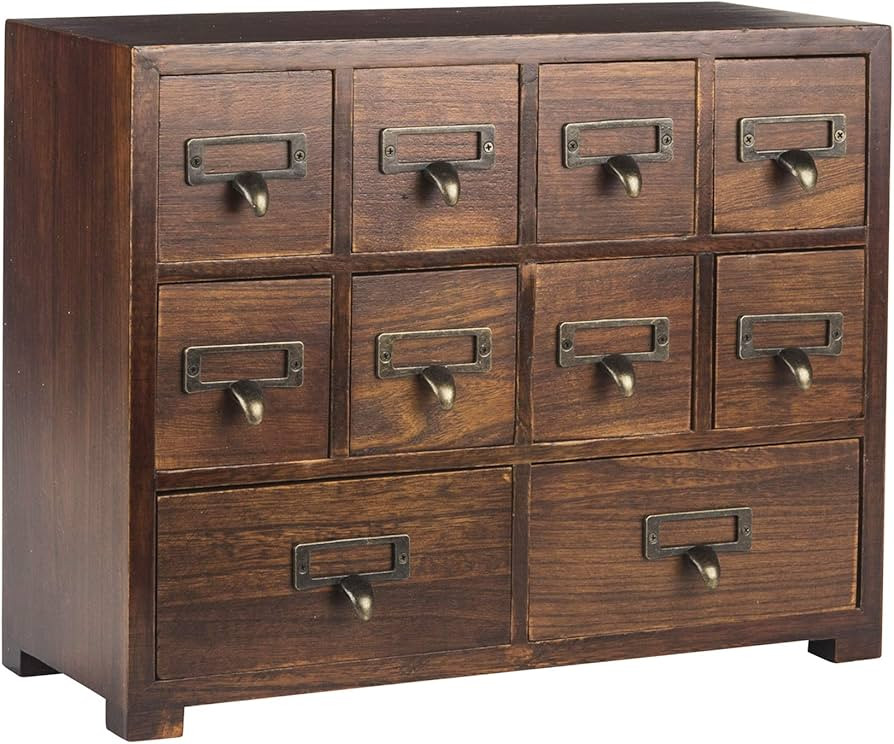 Traditional Card Catalog Solid Wood Small Chinese Medicine Small Curio Cabinet l Vintage Retro Lo... | Amazon (US)