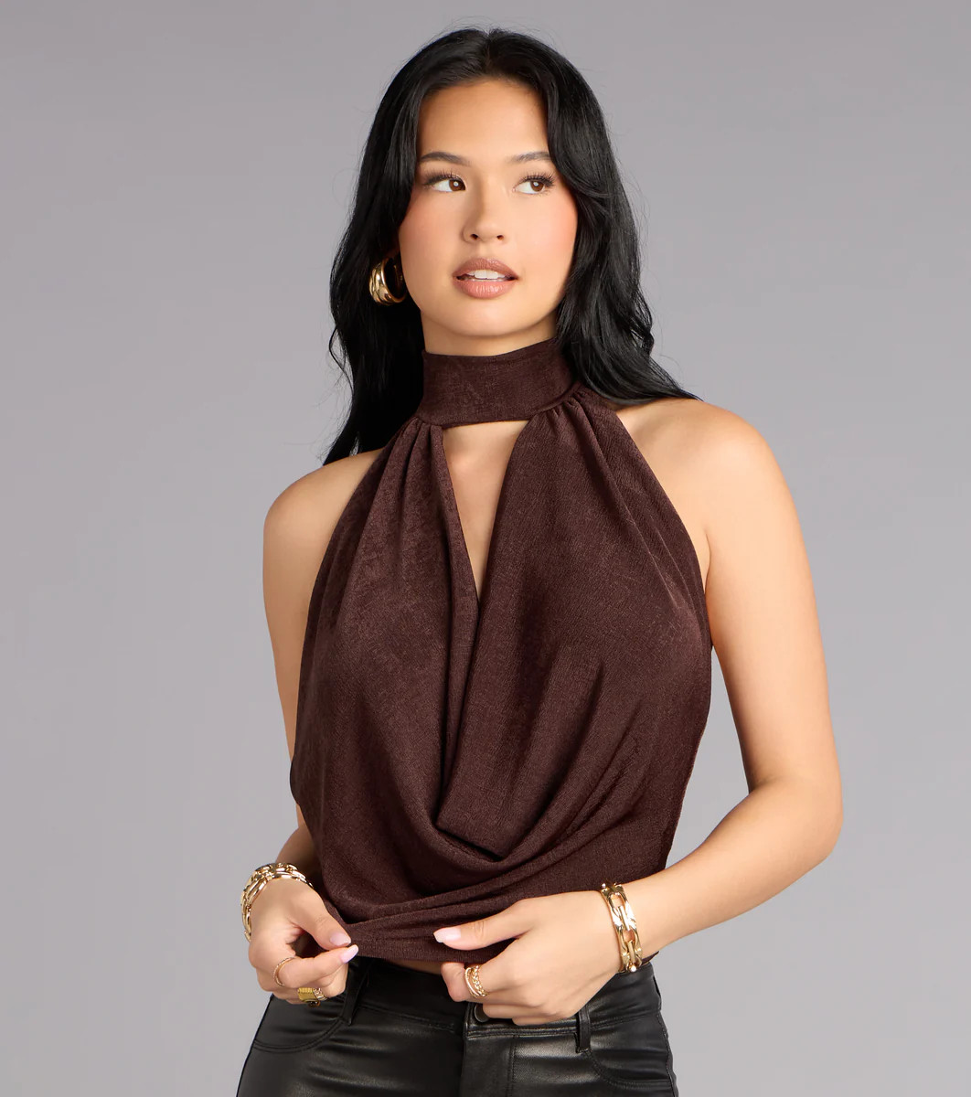 Bold Allure Cowl Neck Open Back Top | Windsor Stores