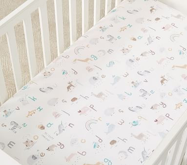 Quincy ABC Organic Crib Fitted Sheet | Pottery Barn Kids