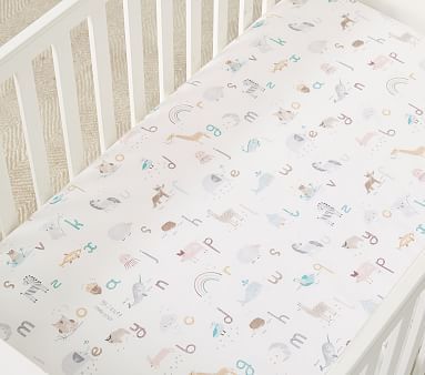 Quincy ABC Organic Crib Fitted Sheet | Pottery Barn Kids