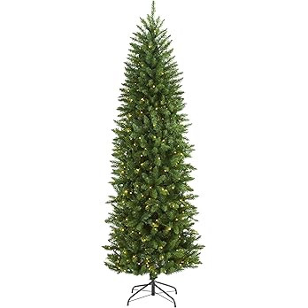 Nearly Natural 6.5ft. Slim Green Mountain Pine Artificial Christmas Tree with 300 Clear LED Light... | Amazon (US)