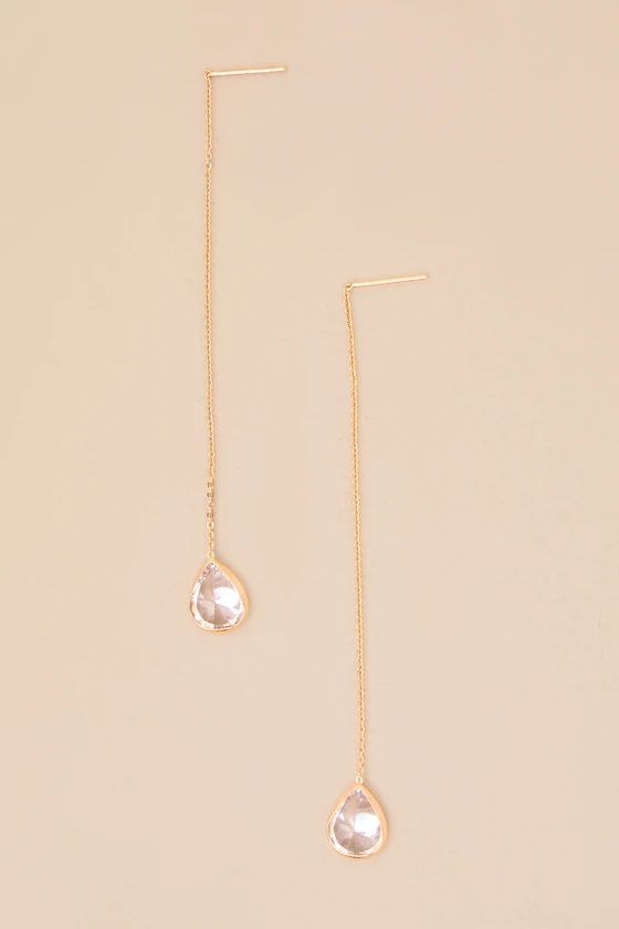 Barely There 14KT Gold Chain Rhinestone Drop Earrings | Lulus