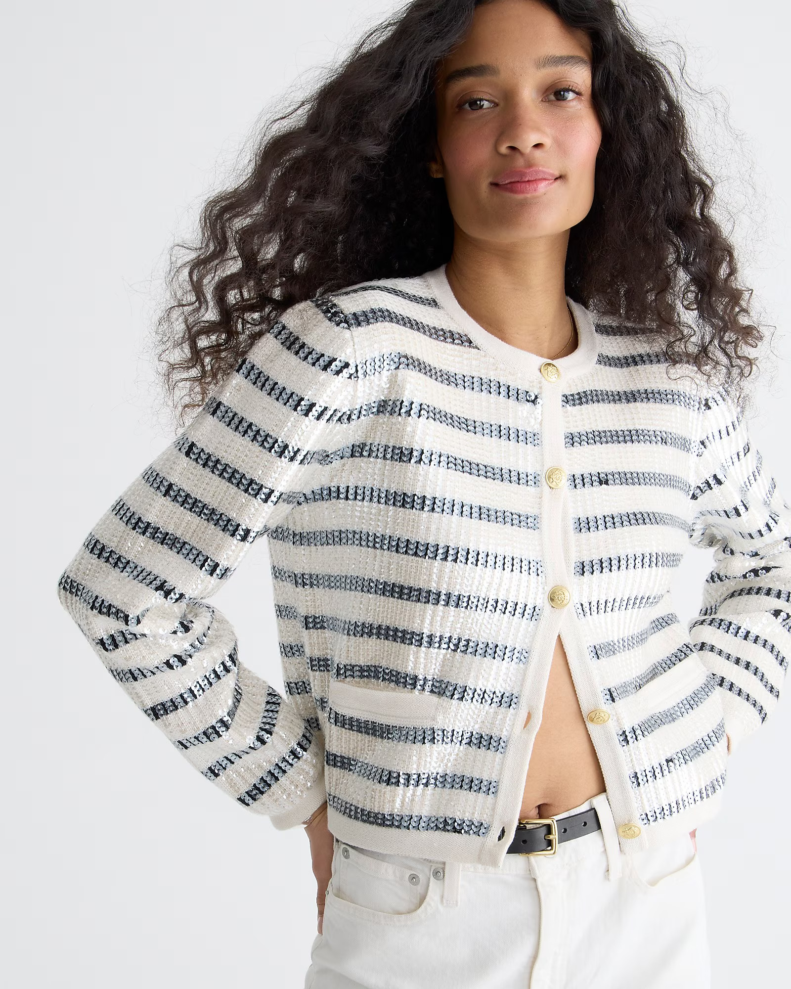 Emilie sweater lady jacket in sequin stripe | J. Crew US