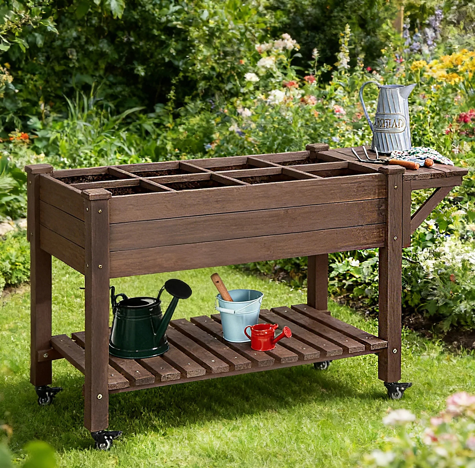 Aivituvin Raised Garden Bed on Wheels, Elevated Plant Boxes Outdoor Large with Grow Grid - with L... | Walmart (US)