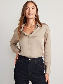 Satin Boyfriend Shirt for Women | Old Navy (US)