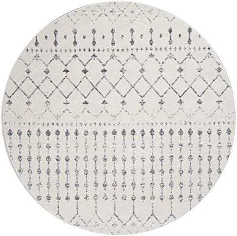 nuLOOM Moroccan Blythe Area Rug, 5' Round, Grey/Off-white | Amazon (US)