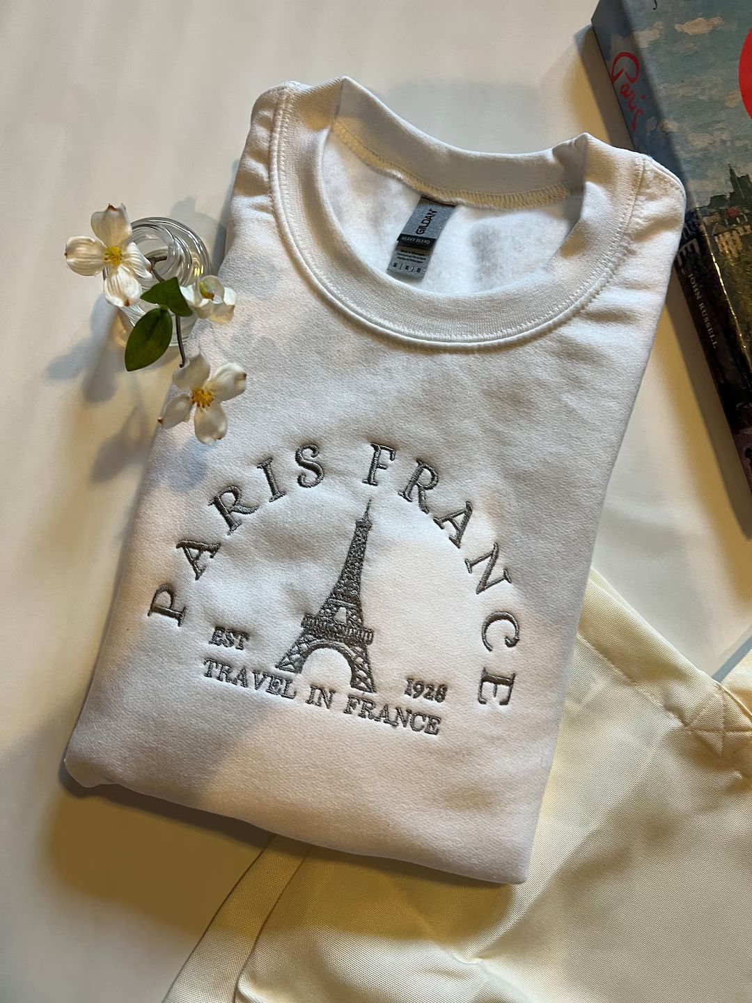 Paris France Embroidered Sweatshirt Eiffel Tower Paris - Etsy | Etsy (US)