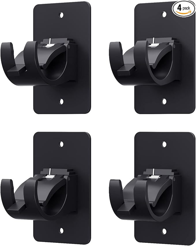 4 Pieces Self Adhesive Curtain Rod Bracket, Universal Plastic Curtain Rod Holders, No Drill Curta... | Amazon (US)